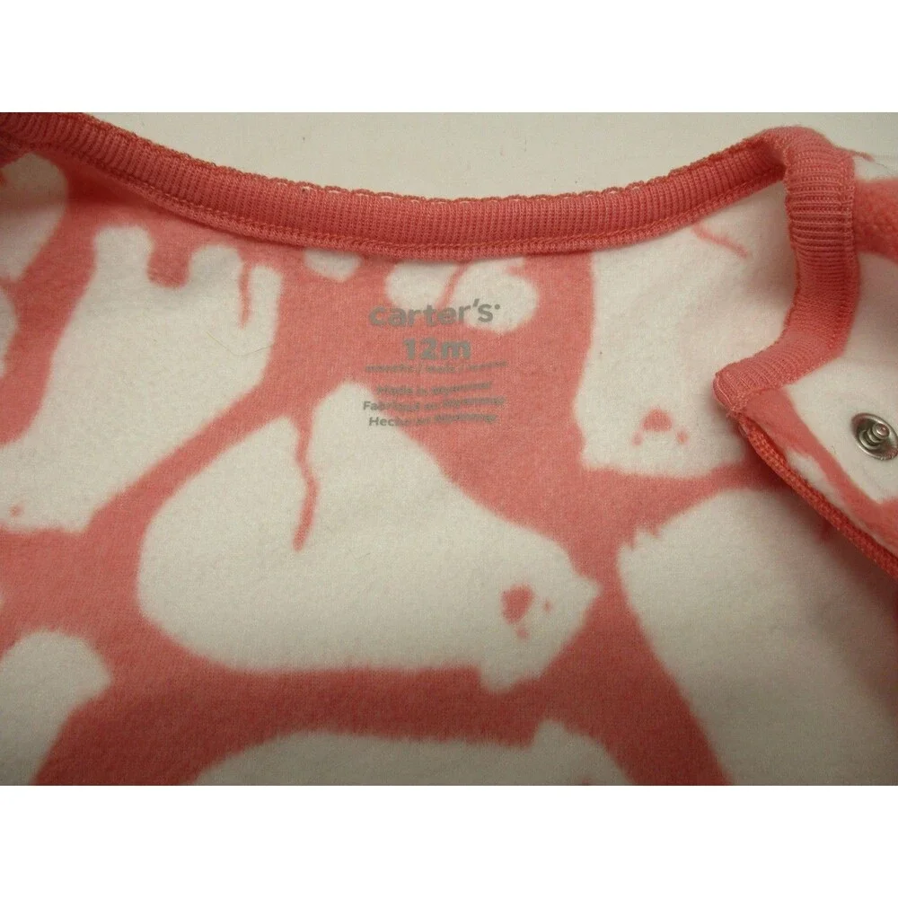 Toddler Girls Carters Fleece Footed PJ Size 12M Pink With Polar Bears